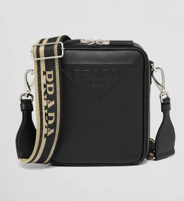Prada Saffiano Leather Shoulder Bag Black 2VH154