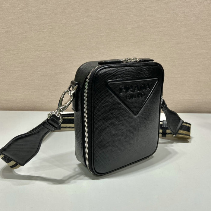 Prada Saffiano Leather Shoulder Bag Black 2VH154