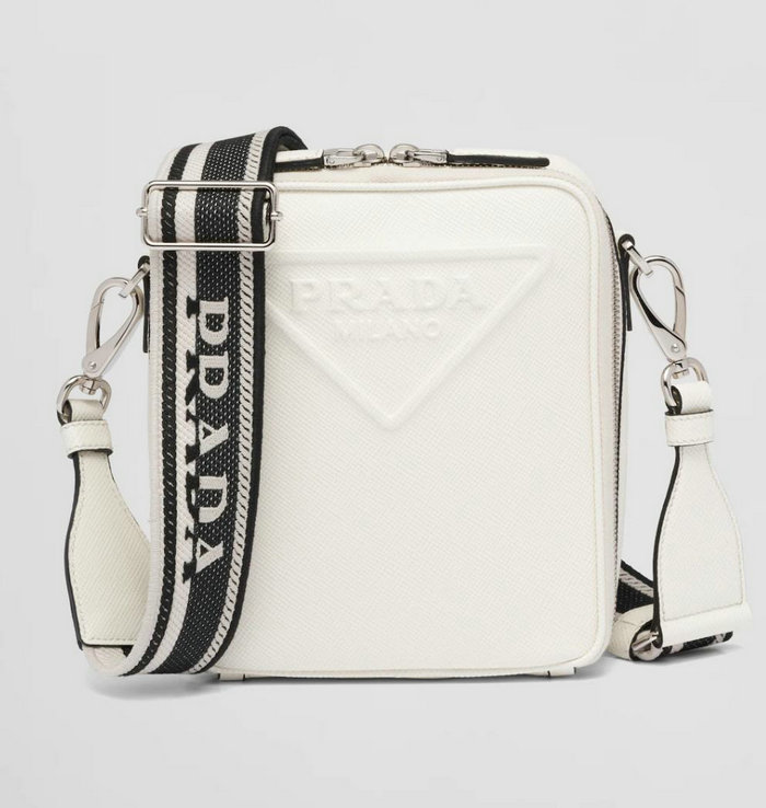 Prada Saffiano Leather Shoulder Bag White 2VH154