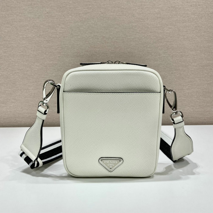 Prada Saffiano Leather Shoulder Bag White 2VH154