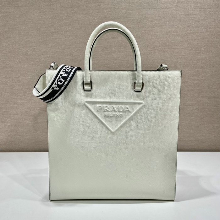 Prada Saffiano Leather Tote Bag White 2VG084