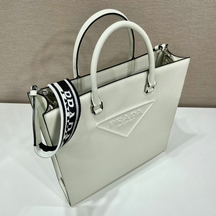 Prada Saffiano Leather Tote Bag White 2VG084