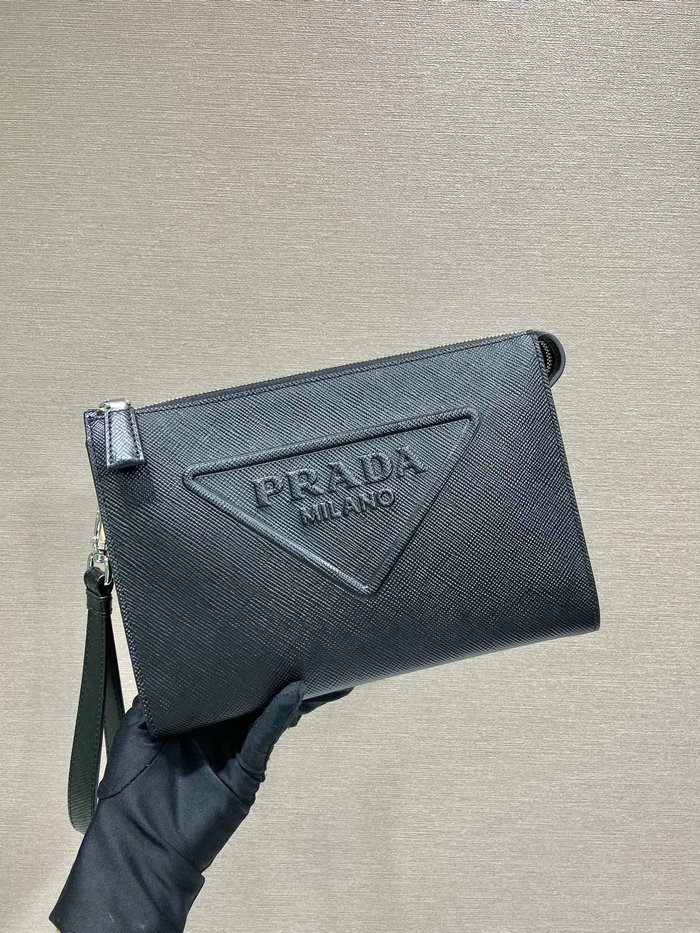 Prada Saffiano leather Clutch Bag Black 2VF039