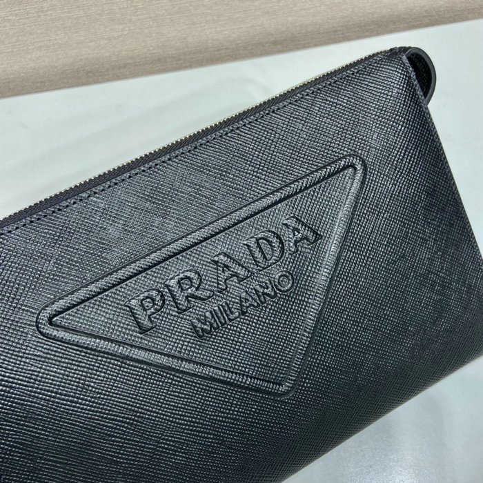 Prada Saffiano leather Clutch Bag Black 2VF039