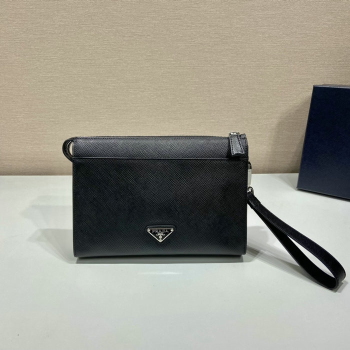 Prada Saffiano leather Clutch Bag Black 2VF039