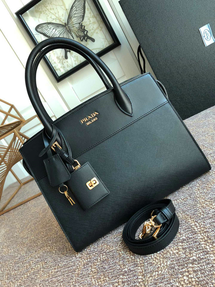 Prada Saffiano leather Tote Bag Black lBA046