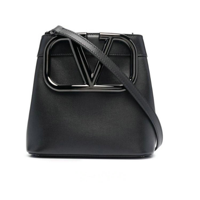 Valentino Calfskin Bucket Bag Black V1122