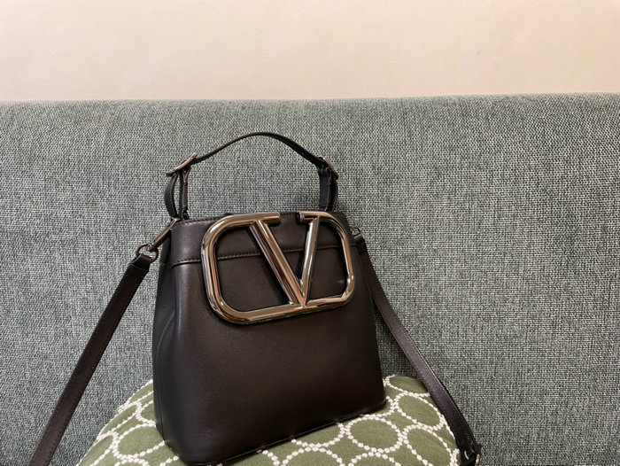 Valentino Calfskin Bucket Bag Black V1122