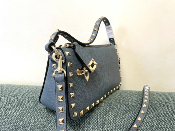 Valentino Garavani Rockstud Leather Shoulder Bag Blue V5500