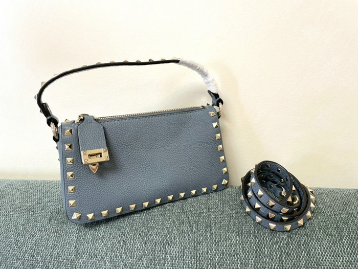 Valentino Garavani Rockstud Leather Shoulder Bag Blue V5500