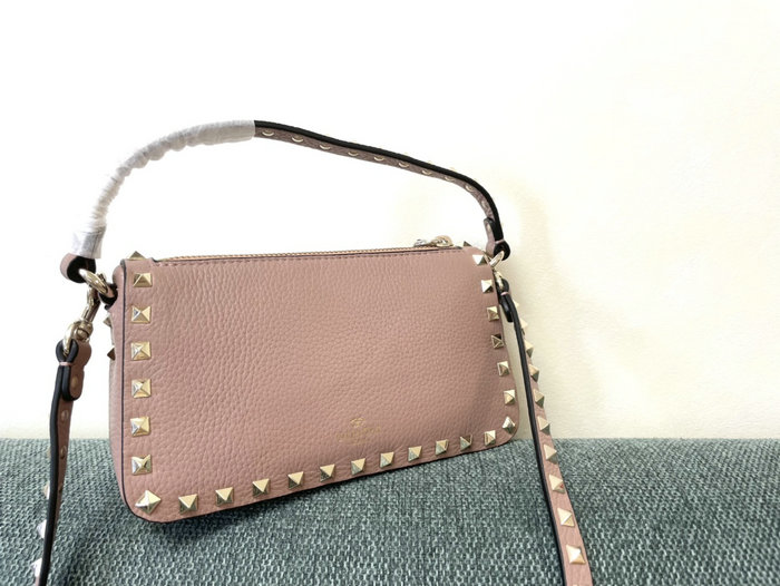 Valentino Garavani Rockstud Leather Shoulder Bag Pink V5500