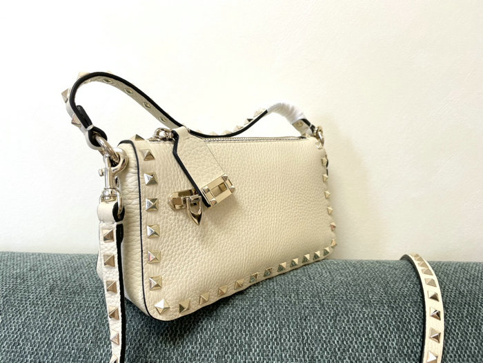 Valentino Garavani Rockstud Leather Shoulder Bag White V5500