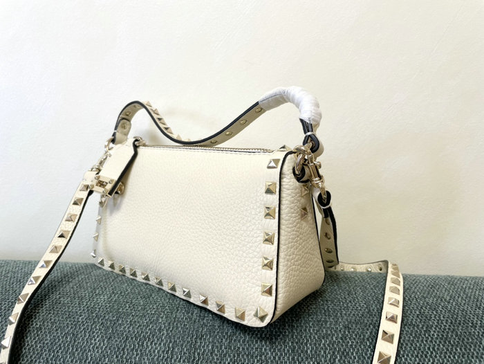 Valentino Garavani Rockstud Leather Shoulder Bag White V5500