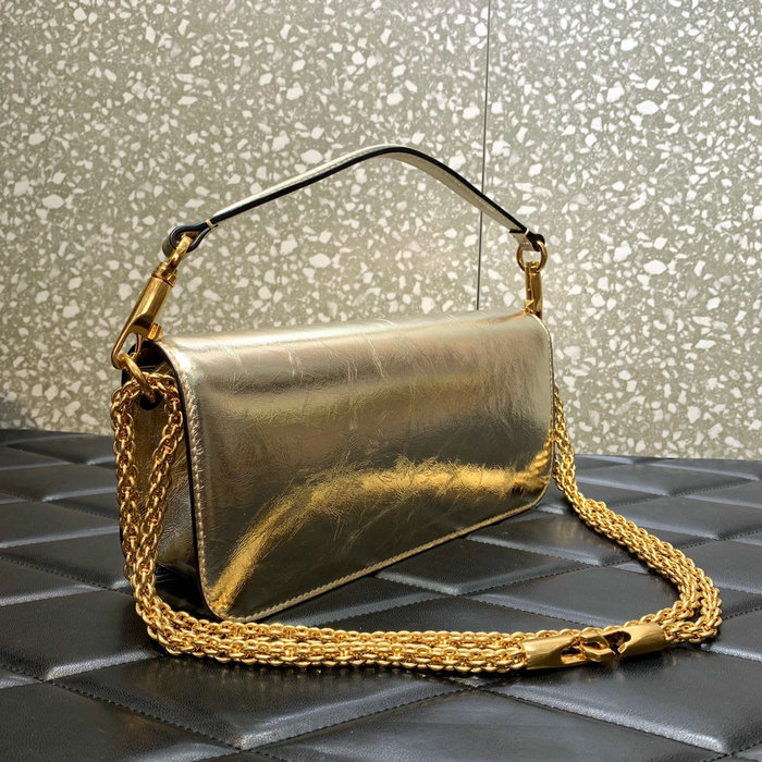 Valentino Loco Calfskin Shoulder Bag Gold V6031