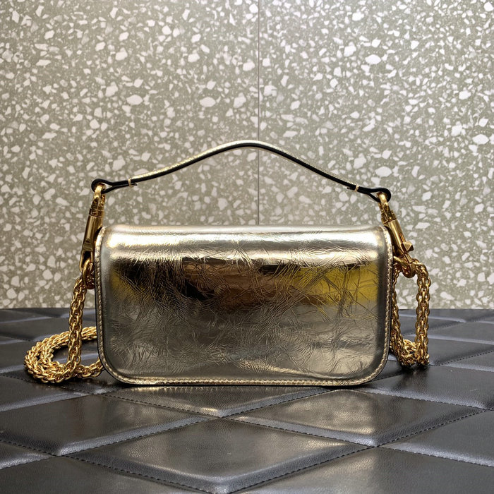 Valentino Loco Small Calfskin Shoulder Bag Gold V1133S