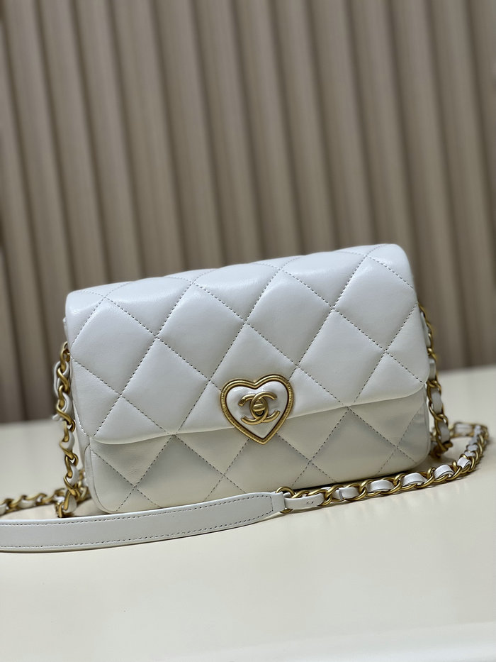 Chanel Lambskin Small Flap Bag White AS3986