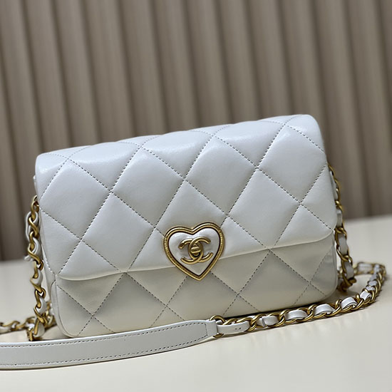 Chanel Lambskin Small Flap Bag White AS3986