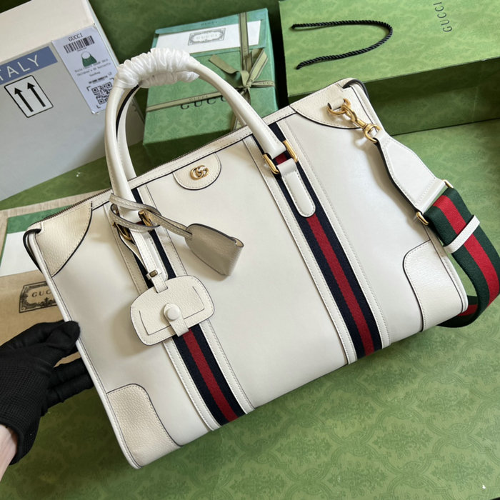 Gucci Bauletto Extra Large Duffle Bag White 715671