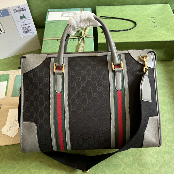 Gucci canvas Bauletto Extra Large Duffle Bag Grey 715671