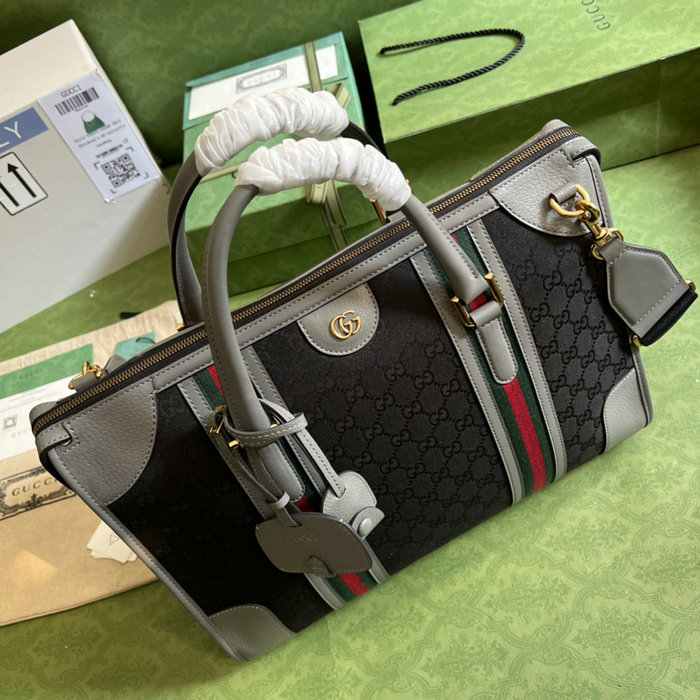 Gucci canvas Bauletto Extra Large Duffle Bag Grey 715671