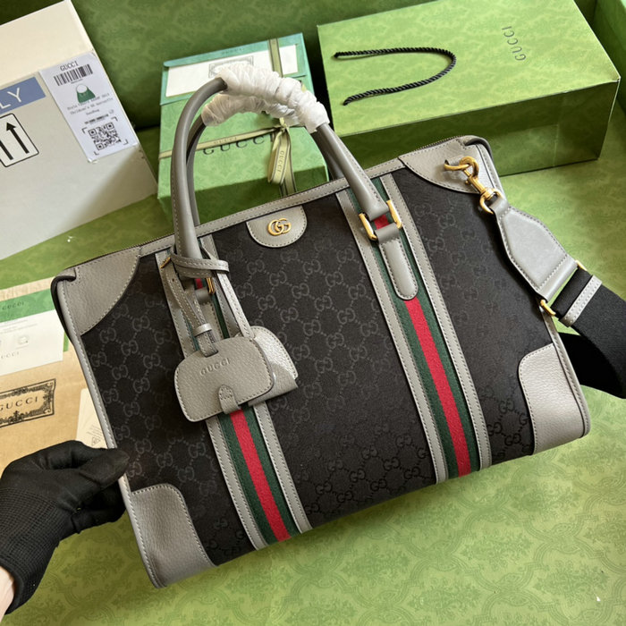 Gucci canvas Bauletto Extra Large Duffle Bag Grey 715671