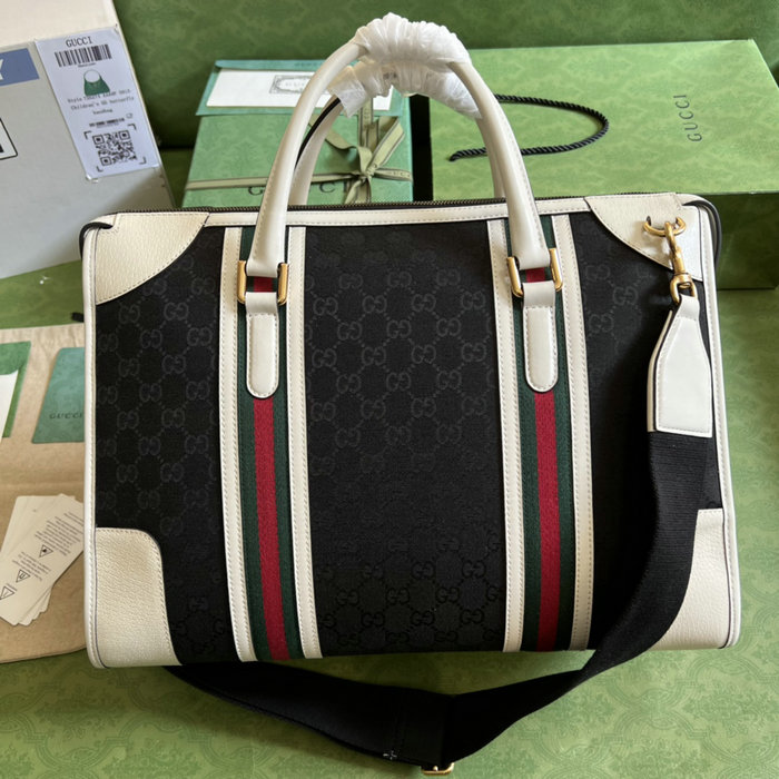 Gucci canvas Bauletto Extra Large Duffle Bag White 715671