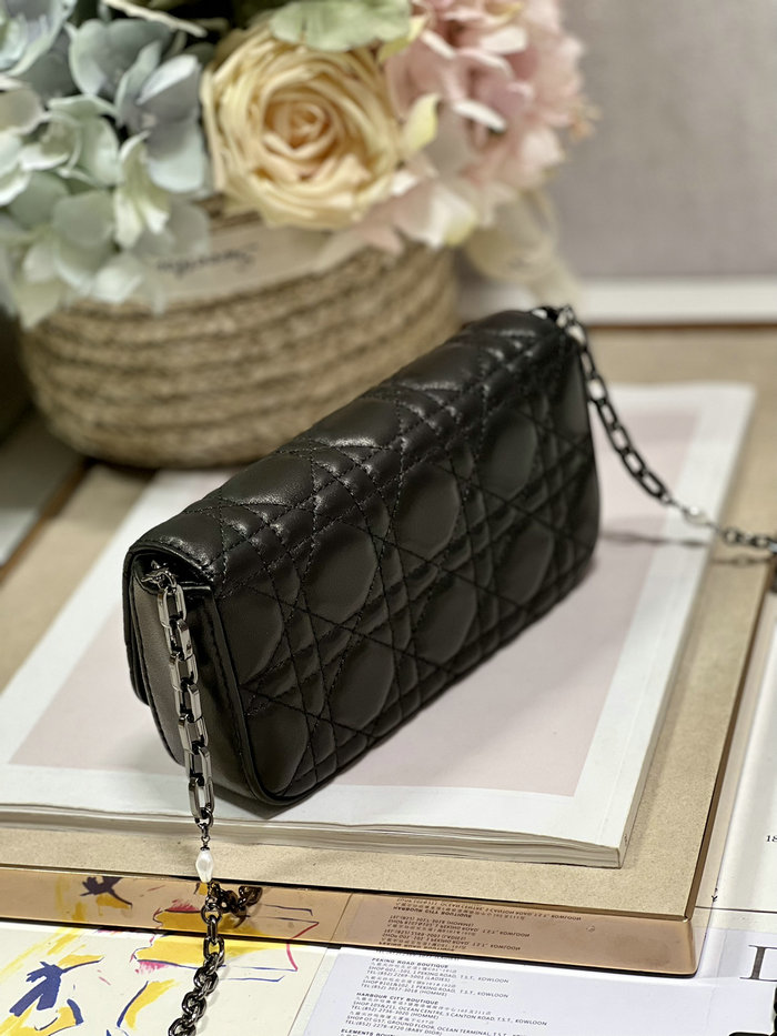 LADY DIOR PHONE POUCH Black with Black hardware D0977
