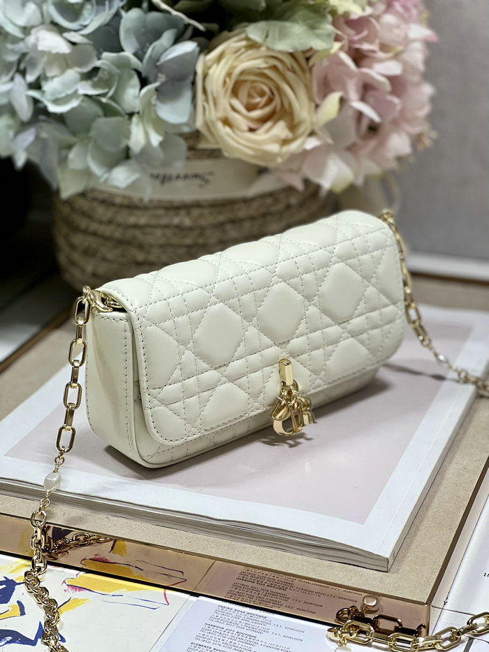 LADY DIOR PHONE POUCH White D0977