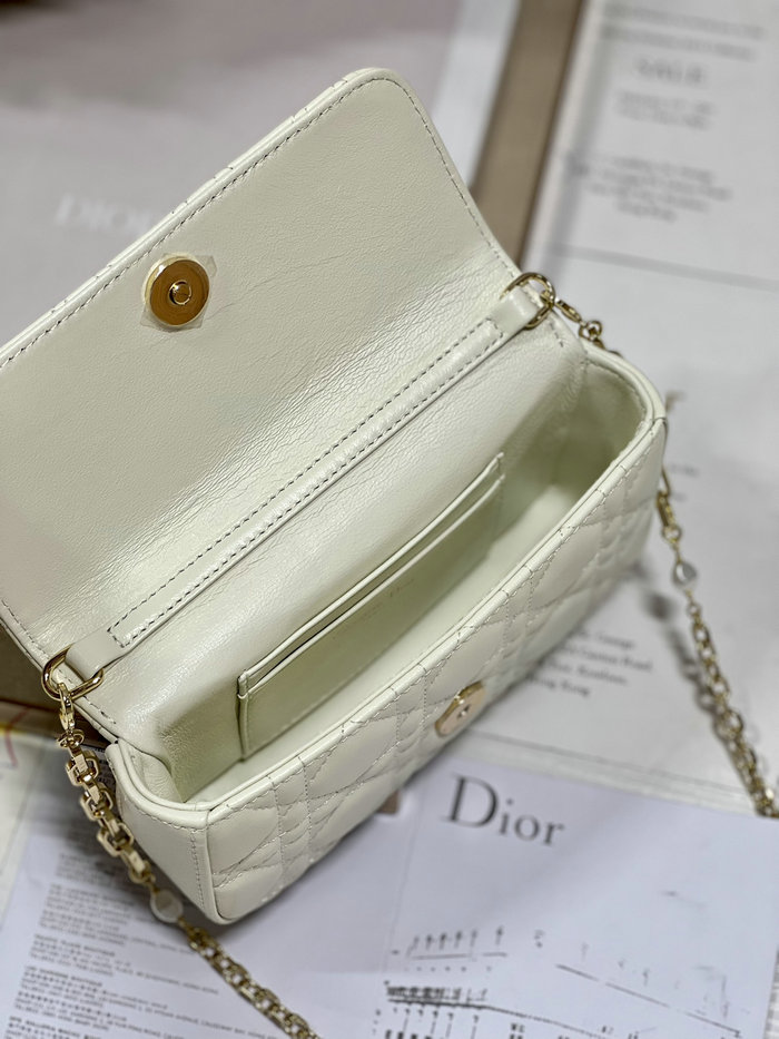 LADY DIOR PHONE POUCH White D0977