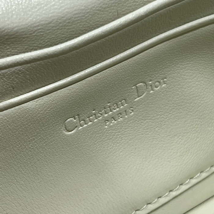 LADY DIOR PHONE POUCH White with Black hardware D0977
