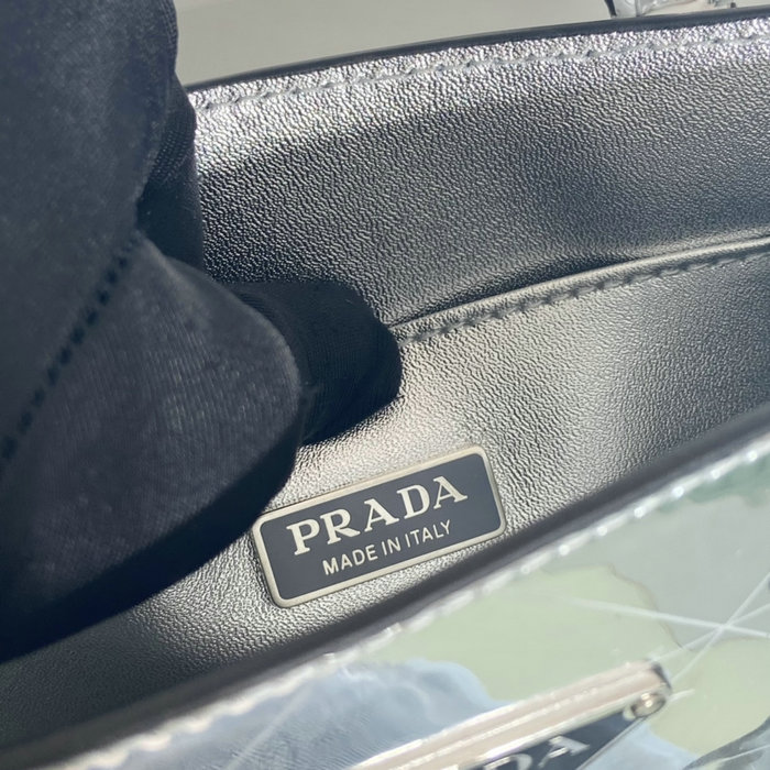 PRADA Mini leather tote bag Silver 1BA331