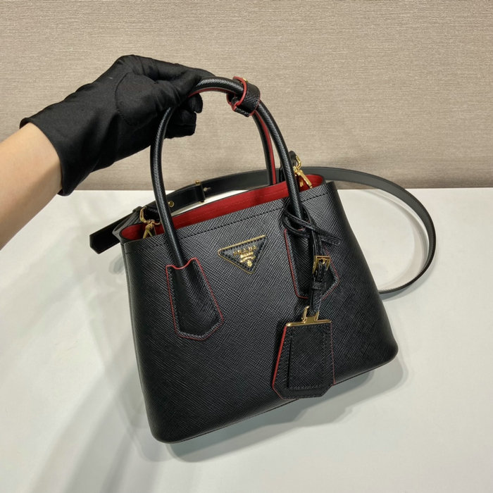 Prada Double Saffiano leather mini bag Black 1BG443