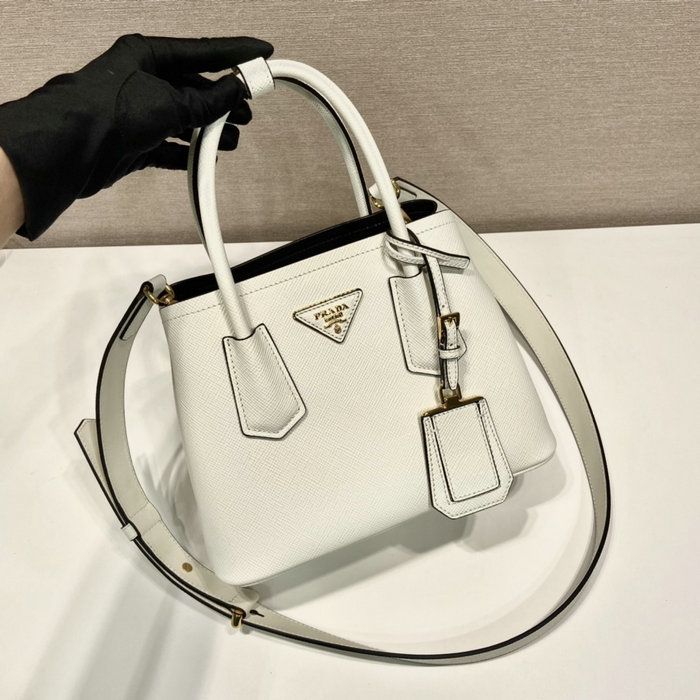 Prada Double Saffiano leather mini bag White 1BG443