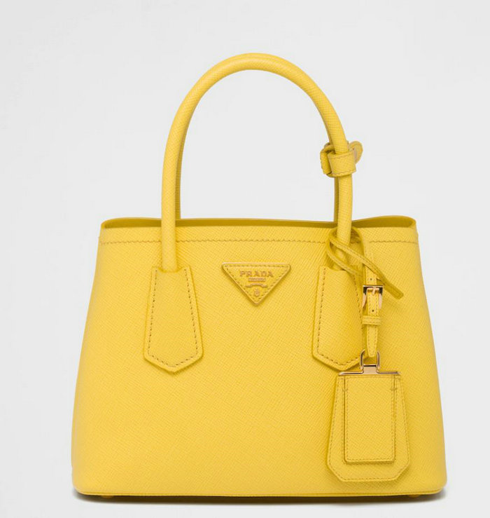 Prada Double Saffiano leather mini bag Yellow 1BG443