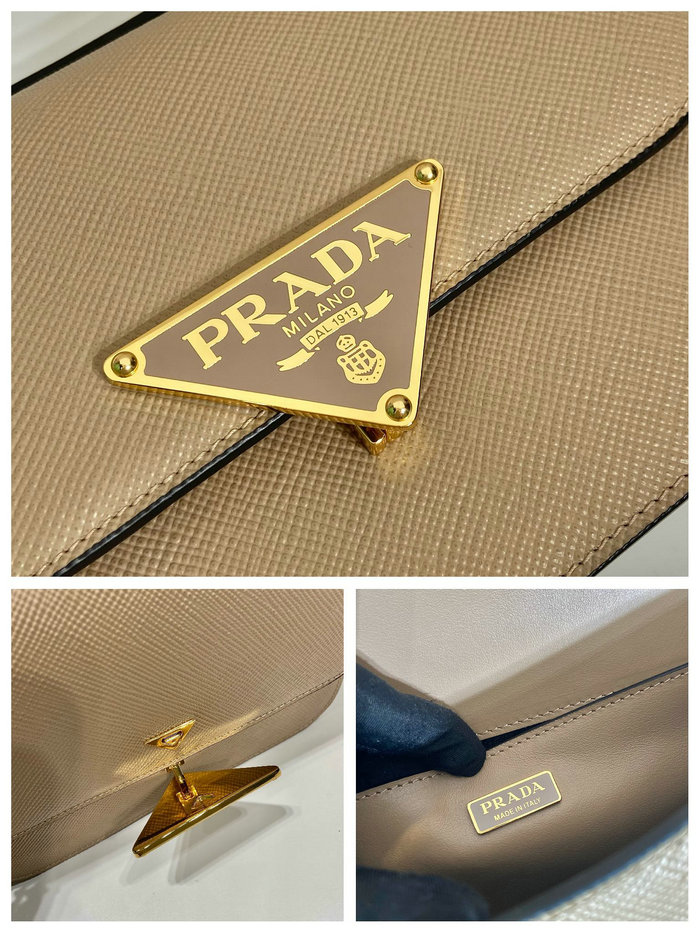 Prada Embleme Saffiano shoulder bag Beige 1BD320