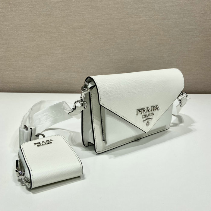 Prada Saffiano leather mini envelope bag White 1BP020