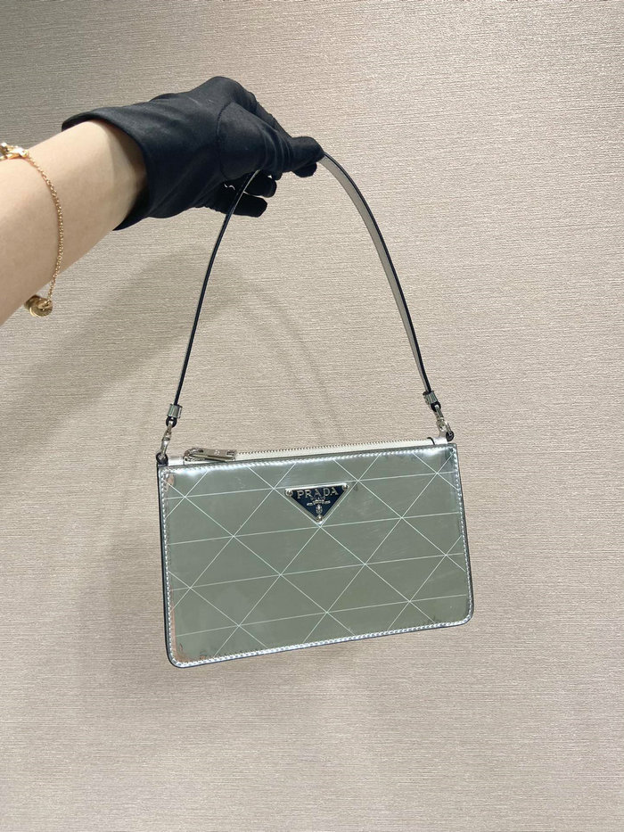 Prada Shoulder Bag Silver 1BC155