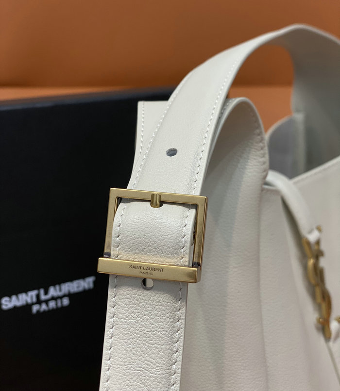 Saint Laurent LE 5 A 7 SOFT SMALL Hobo Bag White 713938