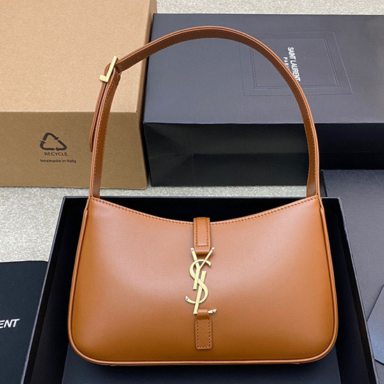 Saint Laurent Monogram Smooth Leahter Hobo Bag Brown 657228