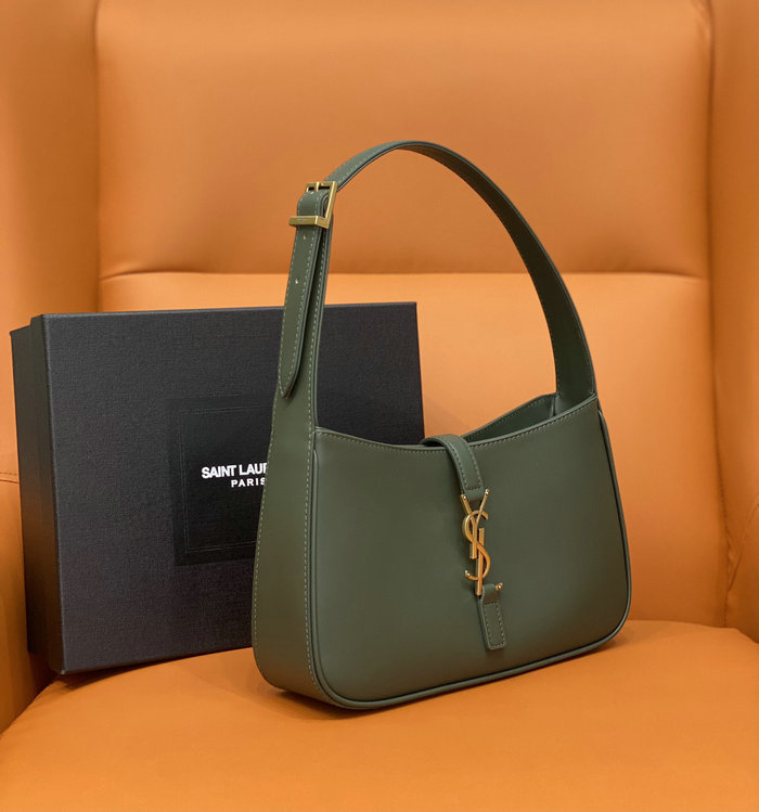 Saint Laurent Monogram Smooth Leahter Hobo Bag Dark Green 657228