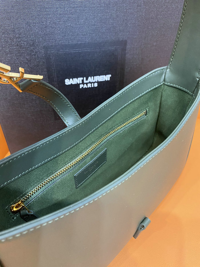 Saint Laurent Monogram Smooth Leahter Hobo Bag Dark Green 657228