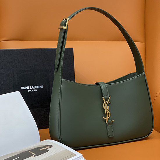 Saint Laurent Monogram Smooth Leahter Hobo Bag Dark Green 657228