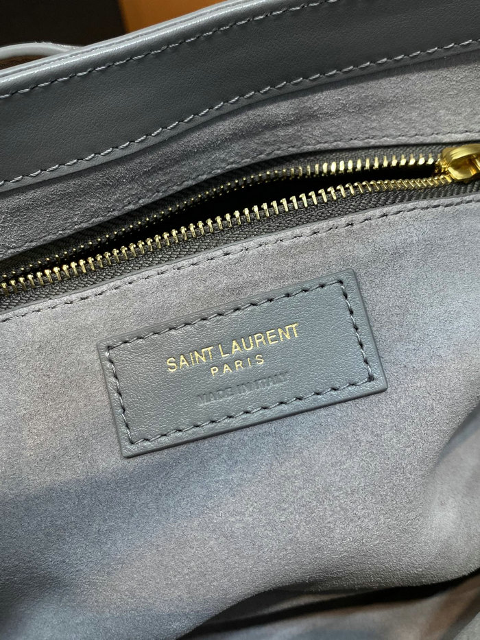 Saint Laurent Monogram Smooth Leahter Hobo Bag Grey 657228