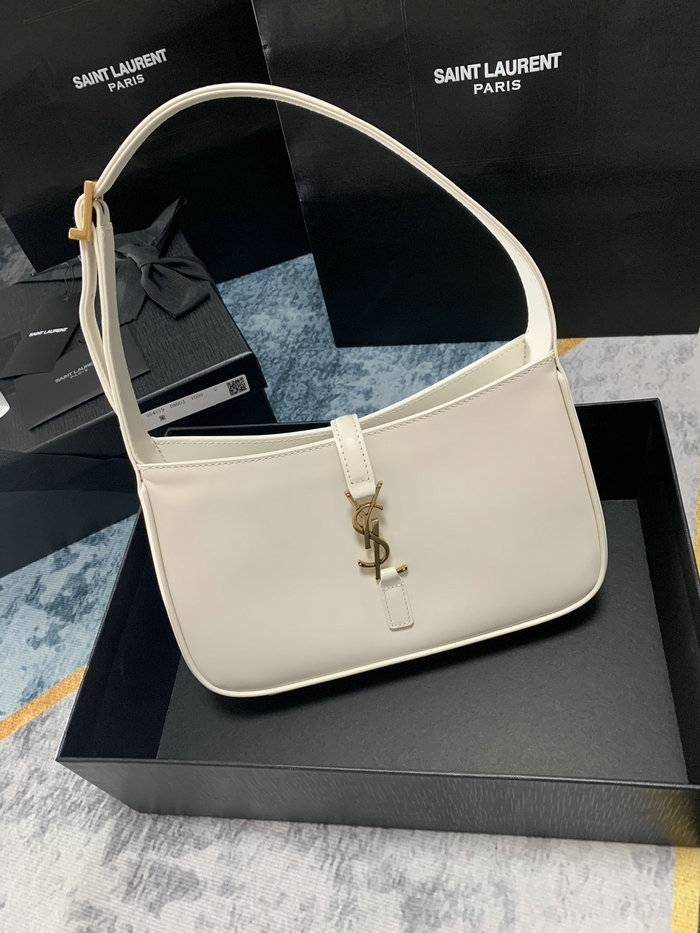 Saint Laurent Monogram Smooth Leahter Hobo Bag White 657228