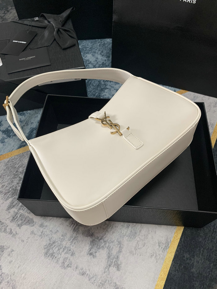 Saint Laurent Monogram Smooth Leahter Hobo Bag White 657228