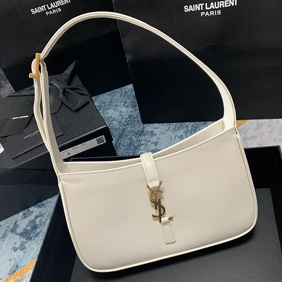 Saint Laurent Monogram Smooth Leahter Hobo Bag White 657228