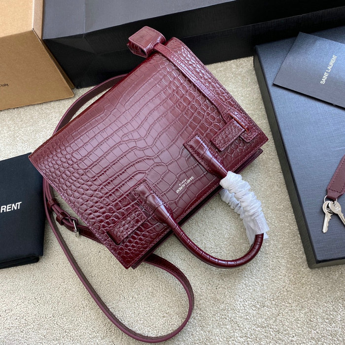 Saint Laurent Sac De Jour Nano Bag Burgundy 392035