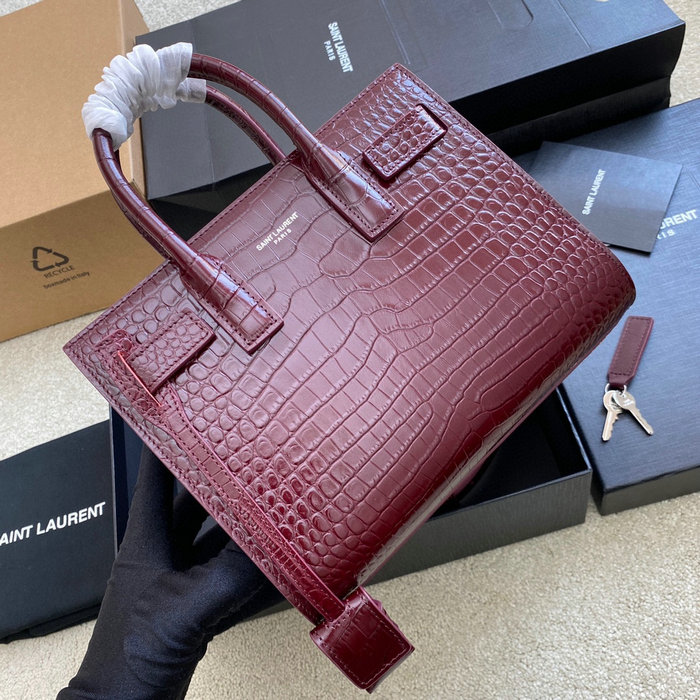 Saint Laurent Sac De Jour Nano Bag Burgundy 392035