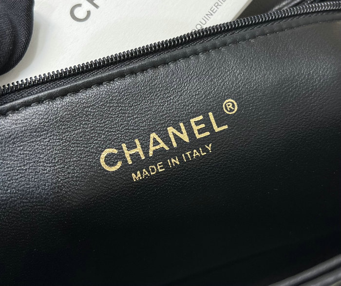 Chanel Lambskin Flap Shoulder Bag Black AS3897