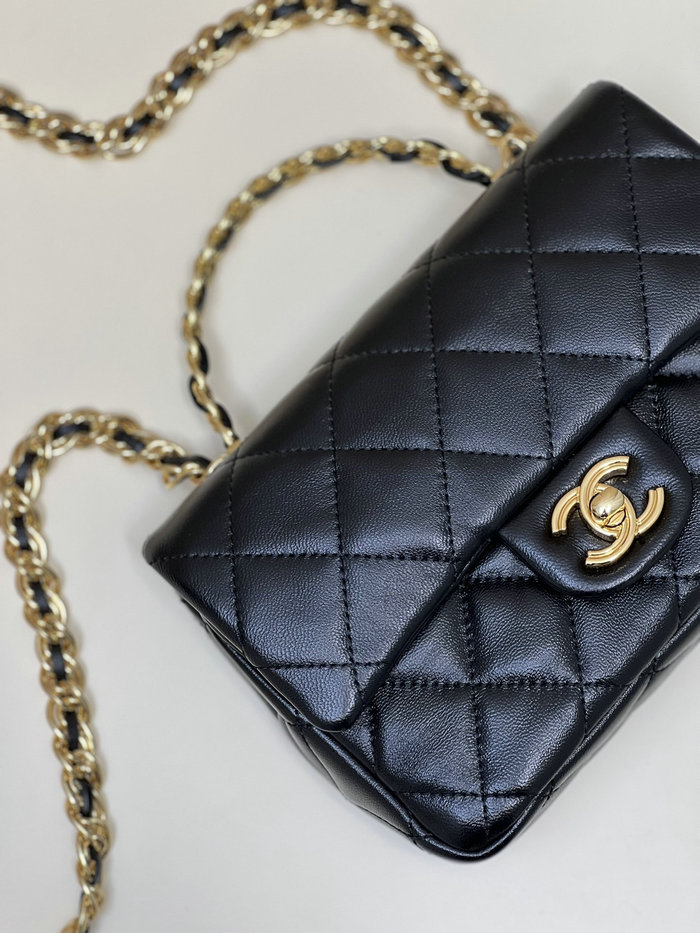 Chanel Small Flap Bag With Top Handle Black AS4023